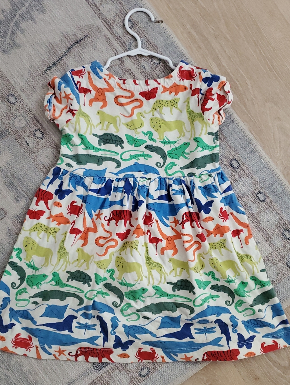 Mini Boden Girls Rainbow Animal Print Safari Zoo Cotton Dress Sz5-6y - Picture 10 of 10